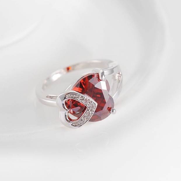 Пръстен Red Heart - Сребърен / 59mm