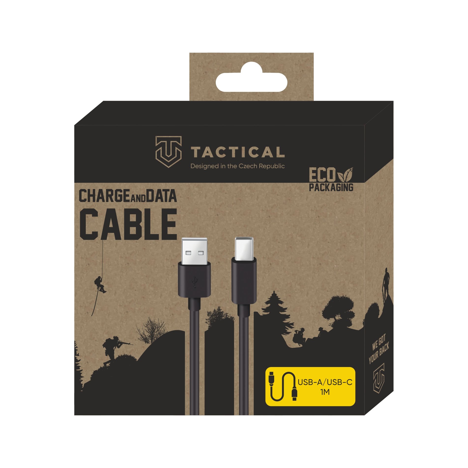 Tactical Smooth Thread кабел USB-A/USB-C - 1m - Черен